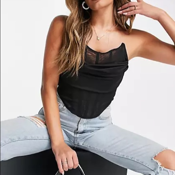 ASOS FEMME LUXE Black Corset Top in US 2 XS Small - Picture 2 of 4